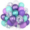 Luftballons Lila Türkis, 60 Stück Violett Konfetti Ballons, Metallic Lila Grün Helium Ballon, Macaron Lila Matt Blaugrün Weiß Latex Ballon für Meerjungfrau Geburtstag Hochzeit Mädchen Babyparty Party