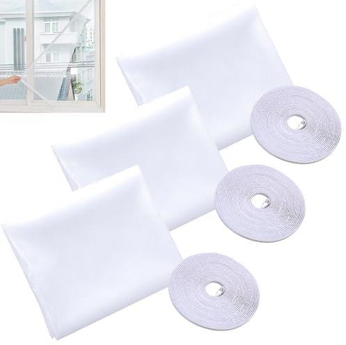 Fuletooye 3 Pack Window Mosquito Net, 150cm x 130cm, White, Polyester, NETTING_COVER, Home & Garden