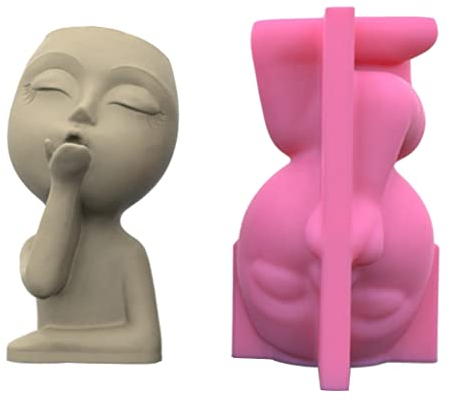 Moule en silicone visage humain pour poupée, pot de fleurs, argile, ciment et plâtre