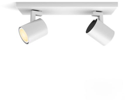 Philips Hue White Ambiance Runner 2er Spot flg. weiß, 2x5W GU10 inkl. Dimmschalter, dimmbar, alle Weißschattierungen, steuerbar via App, kompatibel mit Amazon Alexa (Echo, Echo Dot)