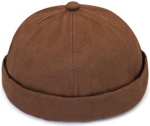 Initlove Mens Docker Hat Beanie Cap Vintage Brimless Sailor Hat for Street Hip Hop Coffee