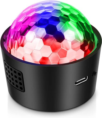 Wiwreenm Mini Disco Ball Light,Rechargeable Party Lights,Sound Activated Strobe DJ Light,Portable Battery Operated,Night Lights Projector for Kids,Halloween,Disco Decoration for Car/Parties