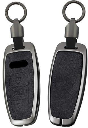ontto Autoschlüssel Hülle Gehäuse Schlüsselhülle Schlüsselanhänger Leder Schutzhülle Passt für Audi A3 A6 A7 A8 E-Tron S6 RS6 S7 RS7 Q7 SQ7 Q8 SQ8 2019-2024 Zubehör Schlüsseletui 3 Tasten-A Schwarz