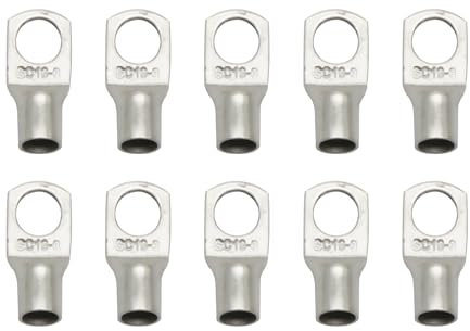Set di 10 capicorda M8, 16 mm², capicorda ad anello, in rame stagnato, SC16-8 non isolato