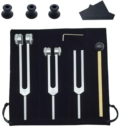 Set di forchette per accordatura musicale, accordatura sensoriale | accordatura in lega di alluminio, 128 Hz, 256 Hz, 512 Hz, per set chakra