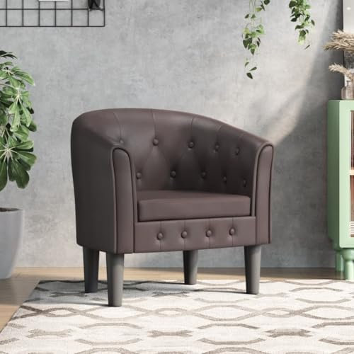 Sufrk Clubsessel Braun Kunstleder Loungesessel Relaxsessel Polstersessel Möbel Bürosessel