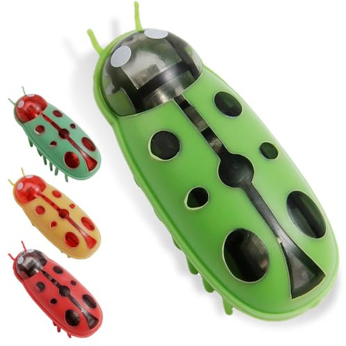 4 Stück Mini Käfer, Elektrische Insekten, Käfer, Kakerlaken, Marienkäfer, Mäuse, ladybug, Maulwürfe, Elektrisches Haustier Marienkäfer Spielzeug für Katzen und Hunde, Insekten Spiel für Kinder