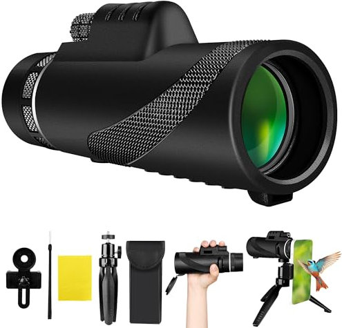 Monocular Telescope for Adults 40X60 Monoculars Telescope High Power with Smartphone Holder Tripod BAK4 Prisms FMC Lens Compact Waterproof HD Pocket Telescope Scope Wildlife Bird Watching Hiking