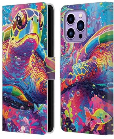 Head Case Designs Offizielle Michael David Ward Magie Der Schildkröten Tiere Leder-Wallet-Hülle Kompatibel mit Apple iPhone 14 Pro Max
