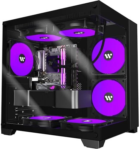 ANSAITE Micro ATX Tower PC Case 4 PWM ARGB Fans Gaming PC Mini Case with 2*Tempered Glass,C770 (770-black)