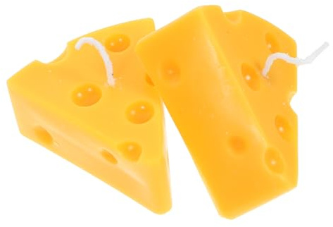 Käse Duftkerze 2 Stück Paraffin Dekokerze Gelb für Zuhause | Realistische Käseform, Wohnzimmer und Wohnzimmerdeko, Kreative Geschenkidee