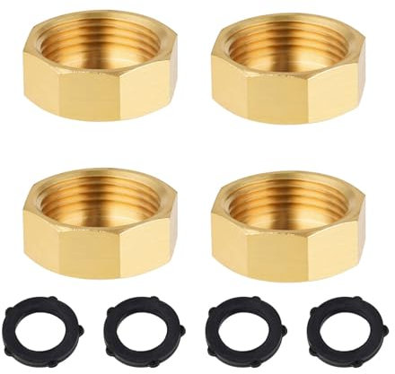 Pack of 4 Brass Blanking Caps - Durable 15mm Stop End for Washing Machine, Radiator, and Faucets, Hex Radiator Valve Caps for Secure Sealing, Ideal for Plumbing and DIY Projects