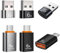 Adaptateur USB vers USB-C (Lot de 6), Type C Mâle vers USBA Femelle, TypeC Femelle vers USBA Mâle, Support USB 3.1 6A 120W Compatible avec MacBook Pro, iPad Pro, Samsung Galaxy (4 Noirs, 2 Argentés)