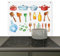 KitchenYeah© Spritzschutz Küchenrückwand Vinyl 60x52 cm Küche Deko Wandschutz Wandverkleidung, Herdabdeckplatte Zeichnungen - Farbenfroh