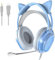 Wantek Cute Cat-Ear Gaming Headset - 50mm Drivers, Noise-Cancelling Mic, 3.5mm Wired Stylish & Lightweight Design (Blue)