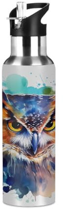 Mexpekil Borraccia termica in acciaio inox con cannuccia a tenuta stagna, per bambini e adulti, 600 ml