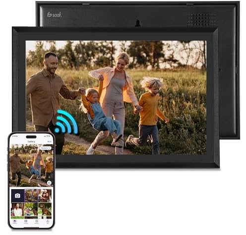 Cornice Digitale con Wifi - 10.1 Touch Screen & 160GB - App gratuita - Cornice Digitale per Foto - Nero - di Saaf