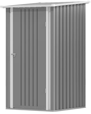 Triumphkey Abri de Jardin en Métal 95 x 98 cm Étanche avec Toit Incliné et Porte Verrouillable Armoire de Rangement Extérieur pour Jardin Terrasse ou Poubelles,Gris