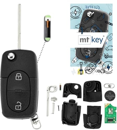 MT-KEY Funk Schlüssel 434MHZ Fernbedienung ID48 kompatibel mit Audi A3 S3 8L A4 S4 B5 RS4 RS6 C5 A6 Allroad Cabrio 8G TT 8N 4D0837231R Klappschlüssel