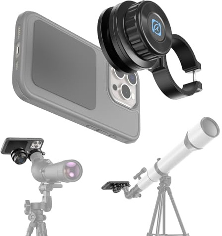 APEXEL Adaptador Magnético Universal para Móviles, Compatible con Prismáticos, Monóculos, Telescopios Terrestres y Microscopios. Adaptador de Ocular 36-46mm, Apto para Mayoría de Smartphones