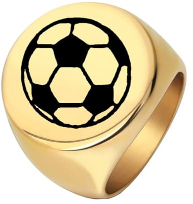 HIJONES Herren Damen Soccer Edelstahl Ring Minimalistisch Personalisiert Vintage Band Schmuck