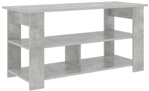 Foknhdi TV Lowboard Beton Grau 100x40x50 cm, Holzwerkstoff, 1 Regal bis 20 kg, Stauraum, montierbar, Wohnzimmer Schlafzimmer Flur