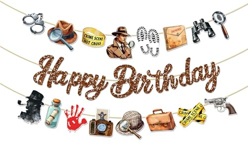Detektiv Party Banner Detektiv Mystery Zeichen Banner Girlande Girlande Geburtstag Party Dekoration für Detektiv Büro Deko Mystery Party Secret Spy Thema Supplies