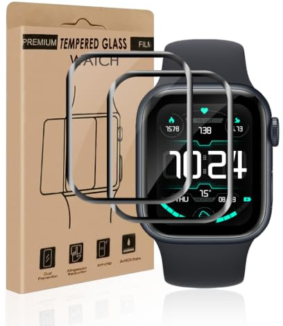 Carantee 2 Stück für Panzerglas für Apple Watch 7/8/9 41mm Schutzfolie | 2.5D Hülle Freundllich Ultra-Klar 100% Touchgenauigkeit Frei von Kratzern Ultrabeständig