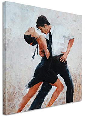 Paul Sinus Art Quadratische Fotoleinwand 90x90cm Digitales Gemälde – Tangotänzer mit weißem Hintergrund auf Leinwand exklusives Wandbild moderne Fotografie für ihre Wand in vielen Größen