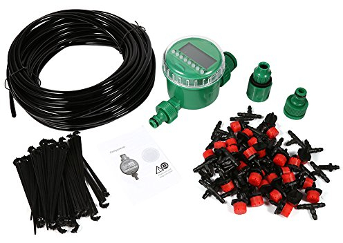 20 m auto temporizador planta auto riego tubo de riego por goteo kits de manguera de pulverización de jardín para cama de flores, patio, atrio, jardín plantas de invernadero