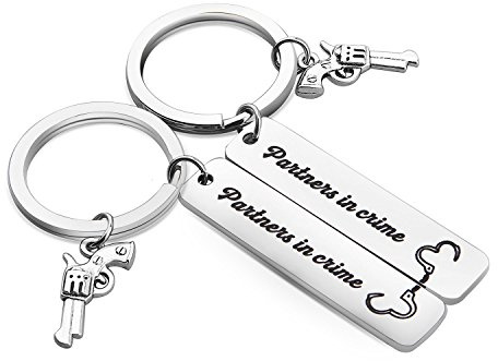 PLITI Partner Gift Set Of 2 Partners In Crime Keychain BFF Friendship Keychain (Partners In Crime Key)