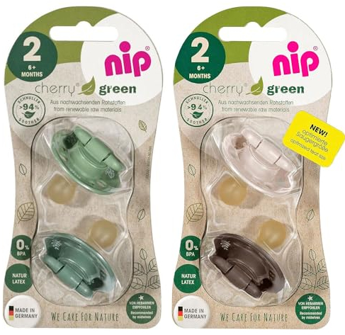 NIP Cherry Green Rundsauger Schnuller 4 Stück Boy Set Gr.2/6+ Monate