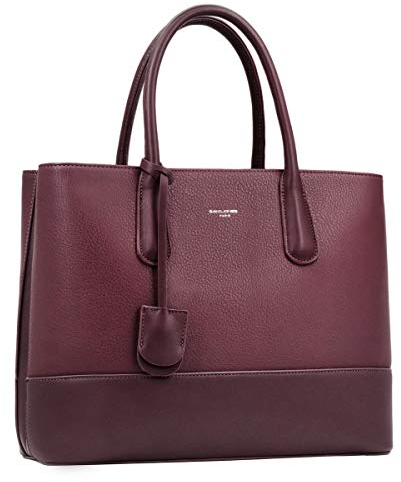 David Jones - Damen Große Handtasche Henkeltasche - Tote Shopper Bag PU Echtes Leder Stil - Multi Pocket Top Griff Taschen - Schultertasche Umhängetasche Arbeit Schule - Bordeaux Rot