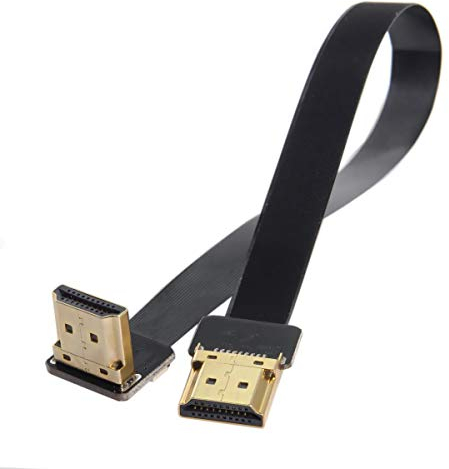 JSER CYFPV FPV HDMI-Stecker auf nach oben abgewinkeltem 90D-HDMI-Stecker, HDTV, FPC, Flachkabel für FPV HDTV Multicopter Luftfotografie (0,2 m)