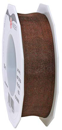 Präsent - Four Seasons Organza Wired Edge Ribbon Brown 25 mm Width, 25 m Length