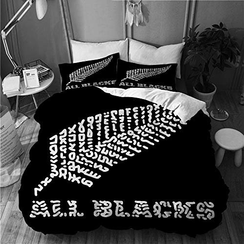BEITUOLA Parure de lit Adulte,Housse de Couette,L'équipe de Rugby des Noirs de Nouvelle-Zélande,1 Housse de Couette 220 x 240cm + 2 Taies d'Oreillers 50 x 75cm