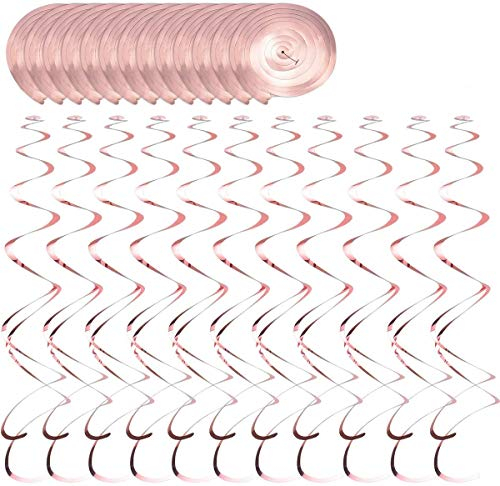 kissral 30 Stück Hängende Spiralen Girlande Rose Gold Folien Wirbel Deko Party Luftschlangen Deckenhänger Spiral Girlanden für Hochzeiten, Baby Party, Geburtstag, Weihnachten Dekoration
