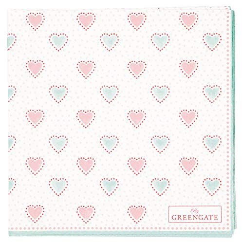 Greengate Papierservietten Penny white mit Herzen small