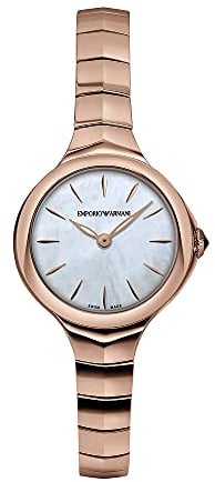 Emporio Armani Swiss Watch for Women, Two Hand Movement, 25 mm Rose Gold Stainless Steel Case with a Stainless Steel Strap, ARS8007
