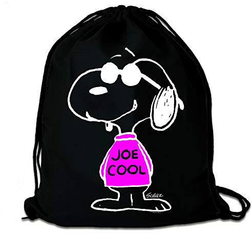 Logoshirt® Peanuts I Snoopy I Joe Cool Pink I Stoffbeutel I bedruckt I schwarz I AZO-free I stabiler Kordelzug I Lizenziertes Design