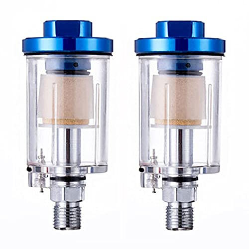 ANCLLO 2 pz Separatore d'acqua ad aria compressa da 1/4 pollici, mini filtro dell'aria per pistola Kompressor e altri strumenti pneumatici filtro vernice accessorio blu