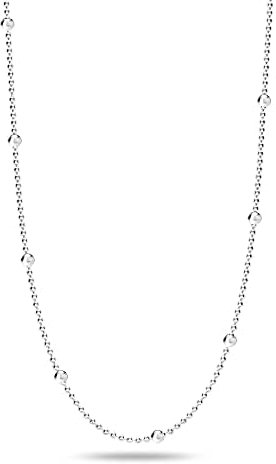 LeCalla 925 Sterling Silver Italian Ball Bead Station Chain Necklace for Teen 16 Inches