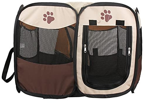 xuejuanshop Haustierbett Tragbare Faltbare Haustier Hund Zelt Haus für Hunde Indoor Playspen Zelt Kiste Raum Outdoor Welpen Katzen Zwinger Octagon Zaun Hunde und Katzen (Color : Coffee)