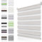 Doppelrollo Klemmfix ohne Bohren Leinen B80 x H220cm(Stoffbreite 75cm) Rollos für Fenster ohne Bohren Klemmrollo Duo Rollo Zebrarollo Höhe Stufenlos Verstellbar & Kindersicherung & Privatschutz