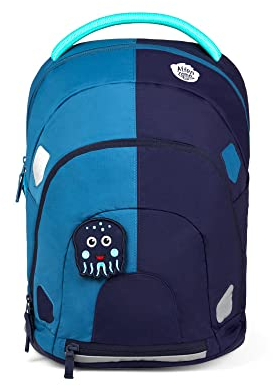 Affenzahn Daydreamer Abenteuerrucksack mit Oktopus-Motiv aus Recyceltem Material in der Farbe Blau, Maße: 36cm x 13cm x 26cm, AFZ-DAP-001-028