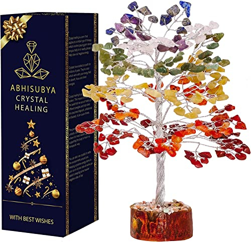 Baum des Lebens – 7 Chakra Kristalle – Chakra Stein – Kristall Heilstein – Edelsteine – Deko Stein – Geldbaum – Ästhetische Raumdekoration – Feng Shui Dekoration
