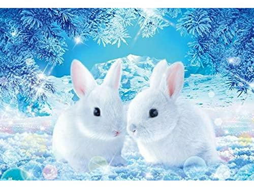 Diamond Painting Bilder, 5D Diamond Painting Kits für Erwachsene Kinder, Round Diamanten Crystal Nach Zahlen Art DIY Malen Set für Eltern-Kinder Interrction, Home Wand Decor (Hase 30x40 cm)