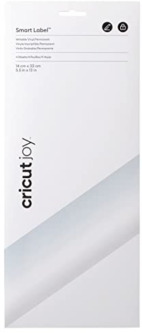 Cricut Joy Smart Label beschreibbares Vinyl, permanent, transparent, 33 cm, 4 x selbstklebende Vinylbögen, für die Verwendung mit, 2009444, Weiß, 33cm (13)