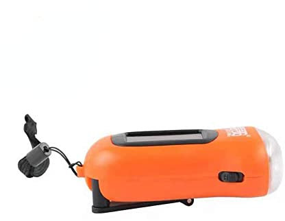 Linterna LED con manivela dinamo solar, linterna de emergencia, luz de supervivencia (naranja)