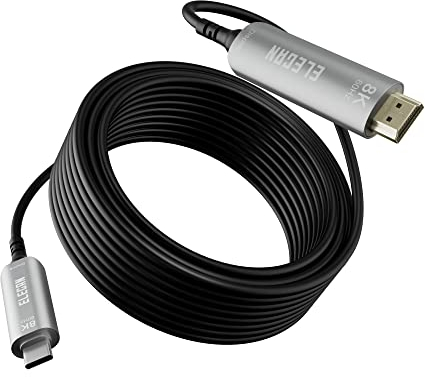 Elecan 8K Fiber Optic USB C to HDMI Cable 75 Ft, 8K@60Hz 4K@120Hz, HDR, Active Optical USB 3.1 Type-C to HDMI 2.1 Cord Compatible Thunderbolt 3/4 for Galaxy MacBook Pro/Air iPad Pro Surface Dell HP